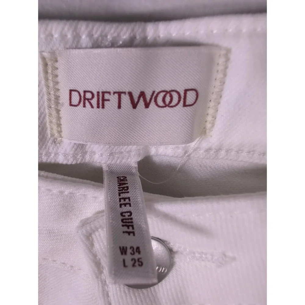 Driftwood White Jeans Womens 34 Crop Embroidered Floral High Rise Stretch Denim - Picture 12 of 12